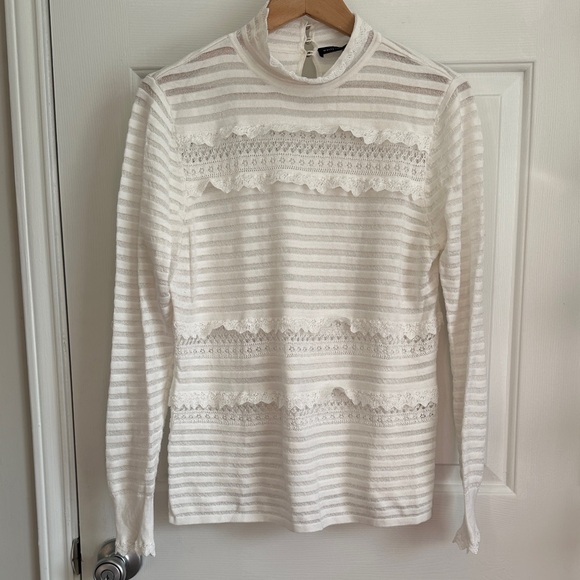 White House Black Market Tops - White House Black Market Ivory Striped Knit Top